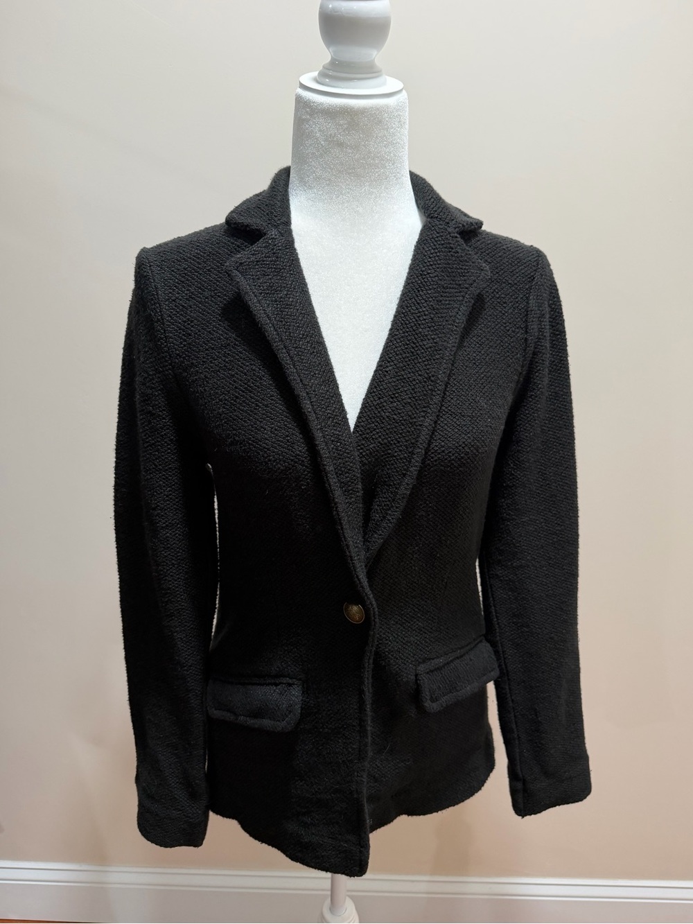 NWT Maeve Anthropologie Black Textured Cotton Knit Blazer Jacket Sz. XXS